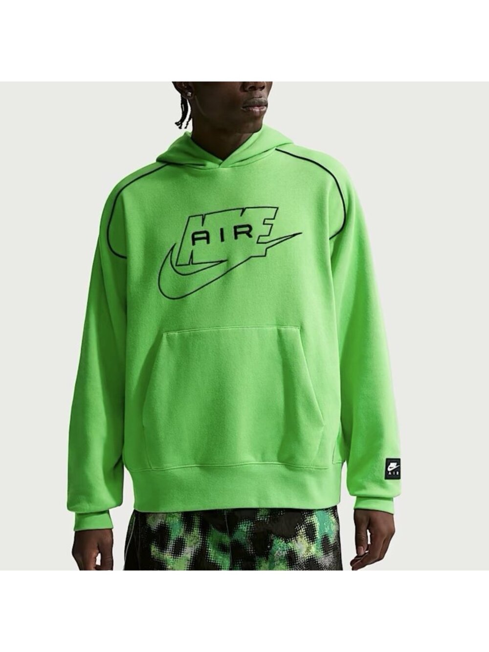 Nike Air Men's Fleece Pullover Hoodie Men’s Medium Mean Green/Black IF1266-307